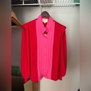 Tuckernuck x India Hicks Red and Pink Button-Up Blouse